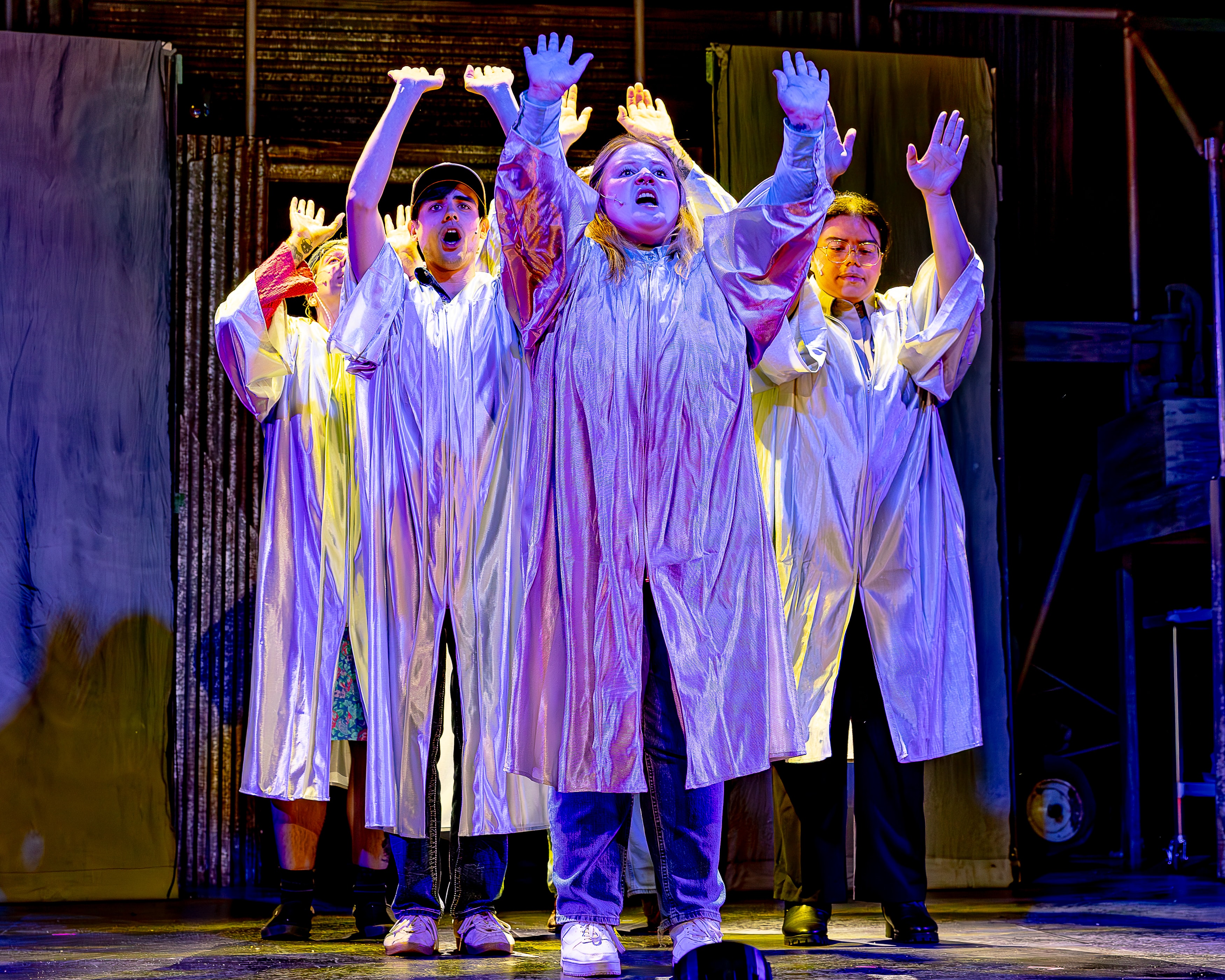 Bat Boy 2024 — theatrical performers in white robes celebrating